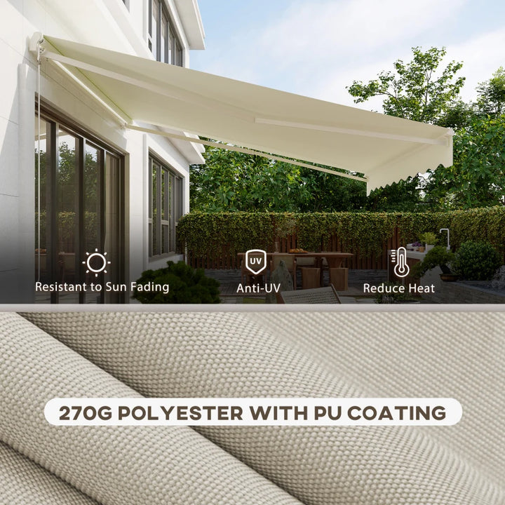 12' x 10' Electric Retractable Awning Sun Shade Canopy, Remote, Outdoor Patio Deck, Cream White