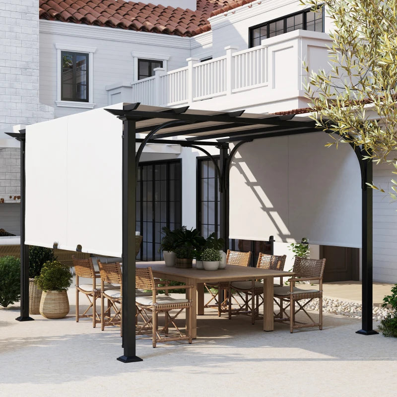 10' x 10' Outdoor Pergola Patio Gazebo Canopy - Adjustable Sun Shelter with Steel Frame