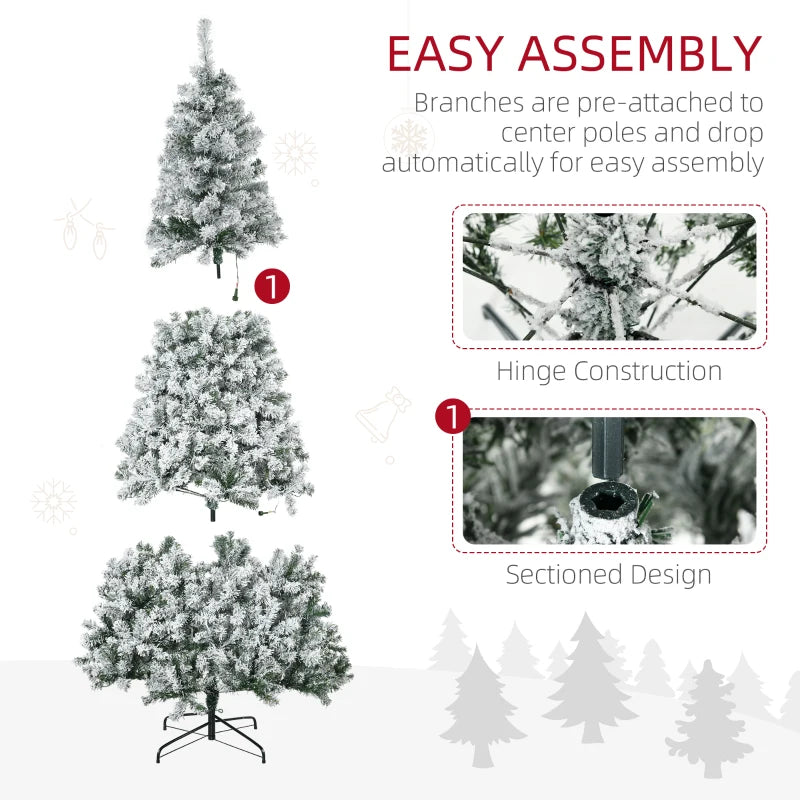 7.5ft Lush 1188-Tip Prelit Snow Flocked Artificial Christmas Holiday Tree w 500 Lights, Green