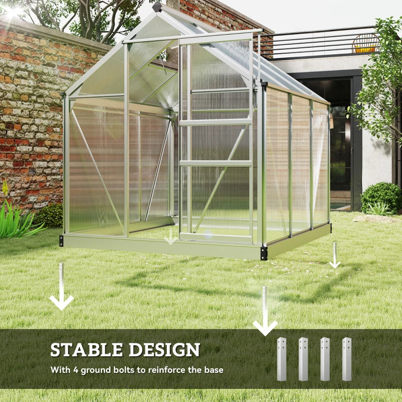 6' x 6' x 6.6' Polycarbonate Greenhouse Walk-In Garden Kit - Durable Year-Round Plant Protection