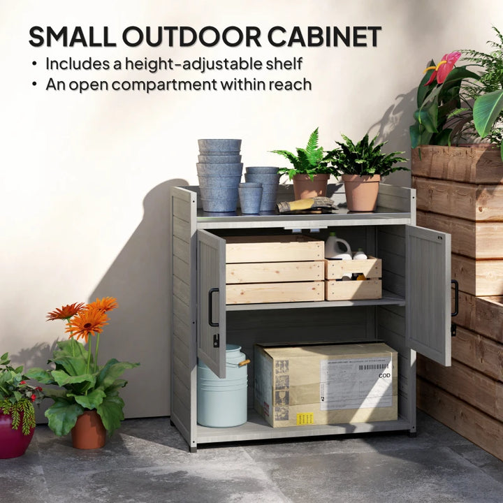 2-in-1 Outdoor Storage Cabinet Wood Garden Shed with Shelves - Spacious Weather-Resistant Backyard Storage