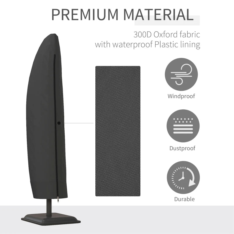 87" Waterproof Cover Protector for Offset Cantilever Umbrella Canopy Shade Outdoor Patio, Black