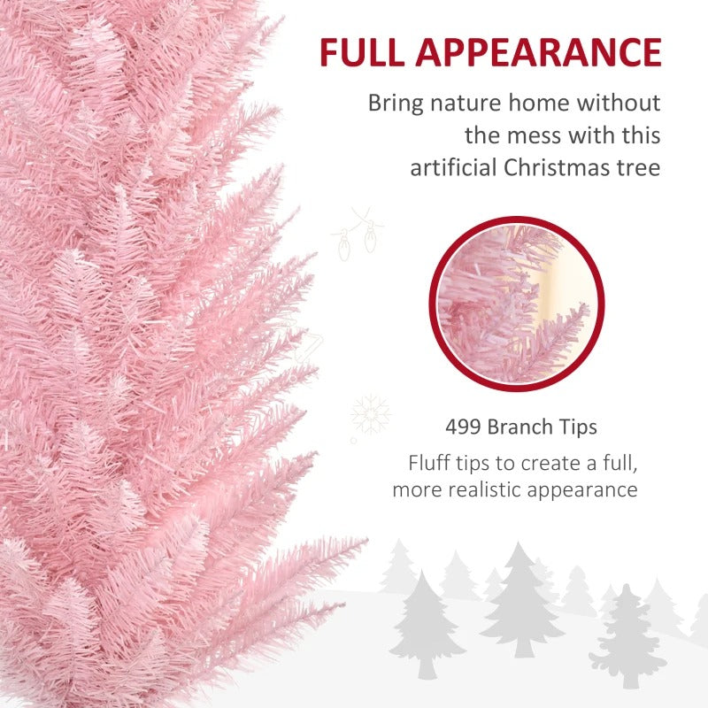 NEW 7ft 499-Tip Unlit Slim Pencil Artificial Christmas Holiday Xmas Tree Decor w Base, Pink