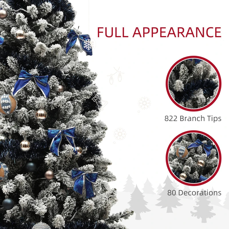 NEW 6ft 822-Tip Pre-lit Pre-Decorated Artificial Christmas Tree 150 Lights, Blue Metallic Ornaments