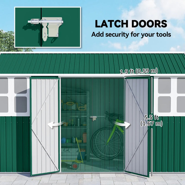 Metal Garden Storage Shed 12' x 5.5' - Secure Outdoor Tool Storage