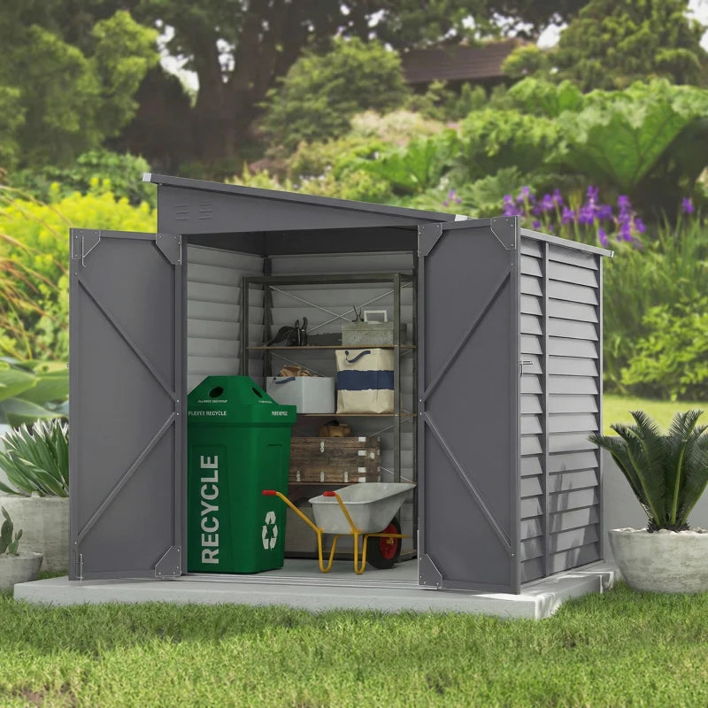 Steel Outdoor Storage Shed 4.6'x9' - Weather Resistant Lockable Garden Tool Shed