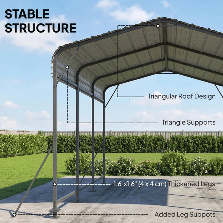 10 x 15 FT Metal Carport Canopy - Heavy Duty Weather Resistant Vehicle Shelter
