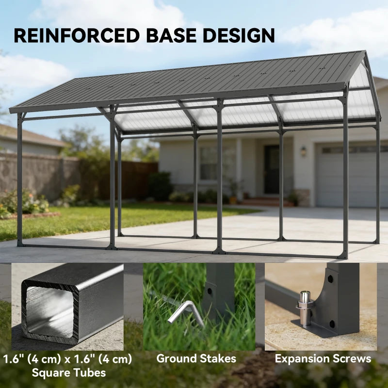 Heavy-Duty 10 x 15ft Metal Carport Canopy - Reinforced Steel Frame & All-Weather Protection