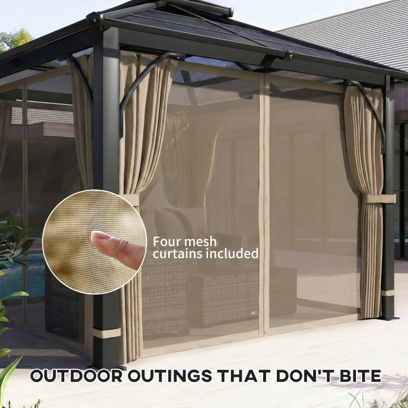 10' x 10' Hardtop Gazebo with Polycarbonate Roof - Durable Outdoor Patio Shelter