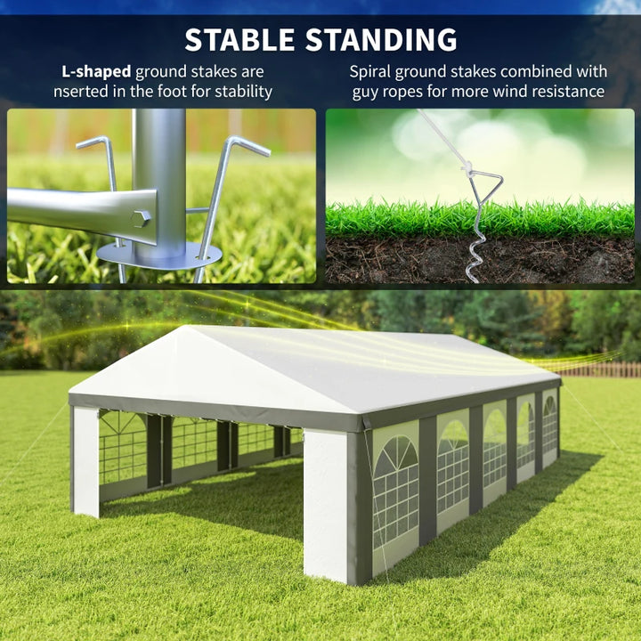 Heavy Duty Large Party Tent 20'x33' with Removable Sidewalls - Durable Outdoor Event Shelter