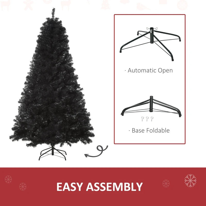 NEW 6ft 928-Tip Unlit Artificial Christmas Holiday Xmas Tree Decor w Foldable Base, Black