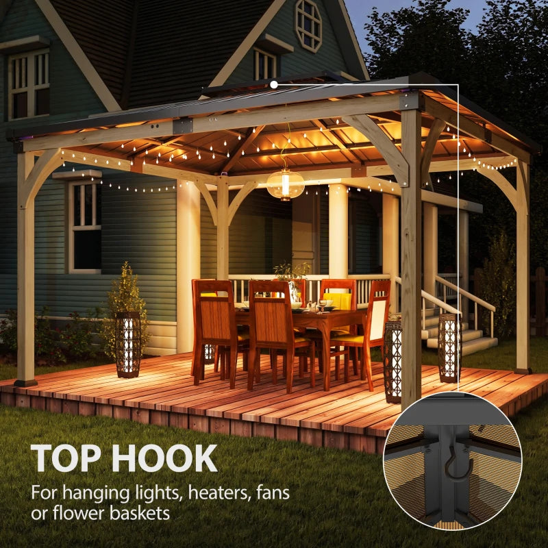 Hardtop Gazebo Canopy 12' x 14' - Galvanized Steel Roof with Wood Frame