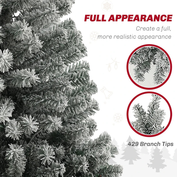 NEW 6ft 429-Tip Prelit Flocked Pencil Artificial Tree, 170 Lights, Remote, Christmas Holiday Green