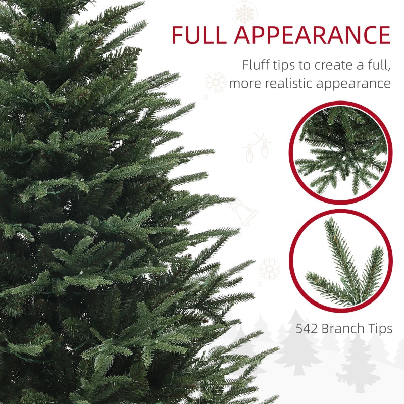 5ft 542-Tip Prelit Natural-Look Artificial Christmas Holiday Fake Tree w 200 LED Lights, Green