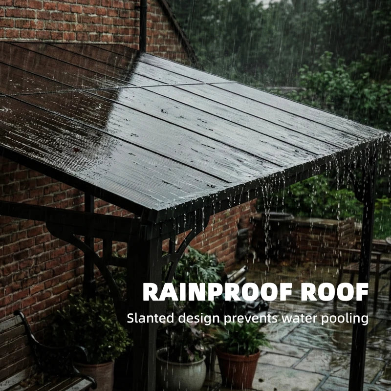 11' x 10' Outdoor Pergola Wall Mounted Hardtop Lean-to Gazebo - Durable UV Resistant Patio Shelter