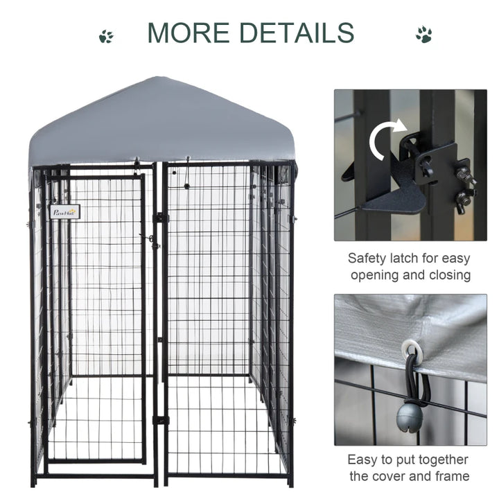 8' x 4' x 6' Steel Expandable Dog House, Door, Roof, Playpen Kennel Shelter Heavy Duty Outdoor