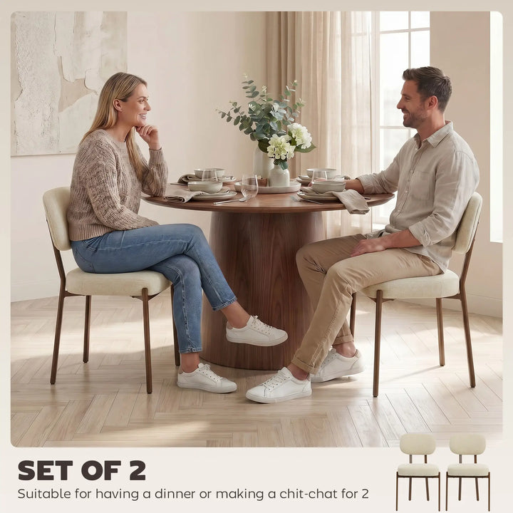 Heritage Upholstered Linen-Look Dining Chairs - Modern Comfort & Style, Set of 2, Beige