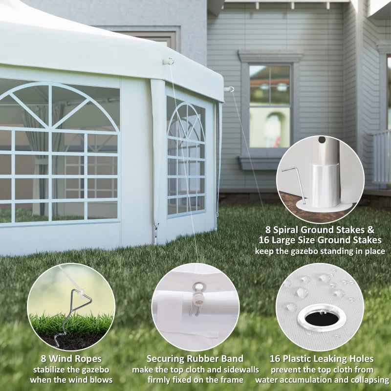 Octagonal Wedding Event Party Tent - Spacious Outdoor Gazebo with Removable Walls