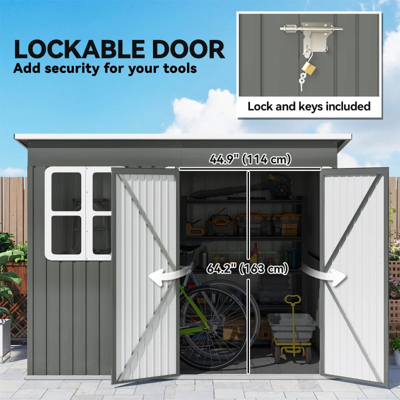 Galvanized Steel Outdoor Storage Shed 8.5' x 6' - Durable Weather-Resistant Garden Storage