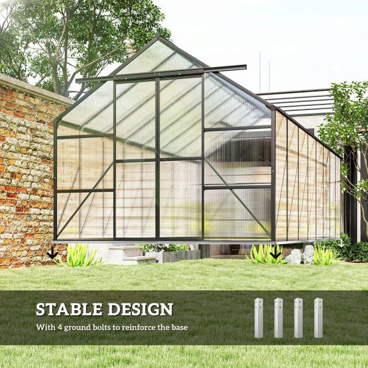 Aluminum Polycarbonate Walk-In Garden Greenhouse Kit - Spacious Year-Round Plant Protection