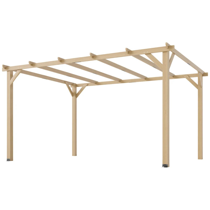 Wooden Pergola 10' x 13' Outdoor Gazebo with Grape Trellis - Natural Shade and Garden Shelter