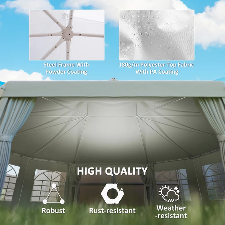 Decagonal Wedding Event Party Tent - Large Durable Outdoor Canopy with Removable Walls