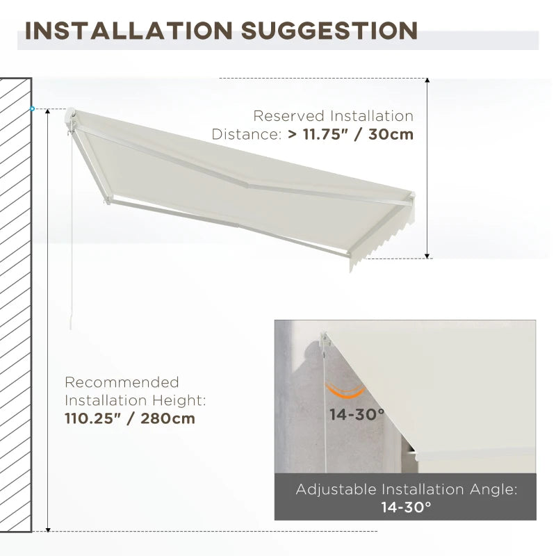 12' x 10' Electric Retractable Awning Sun Shade Canopy, Remote, Outdoor Patio Deck, Cream White