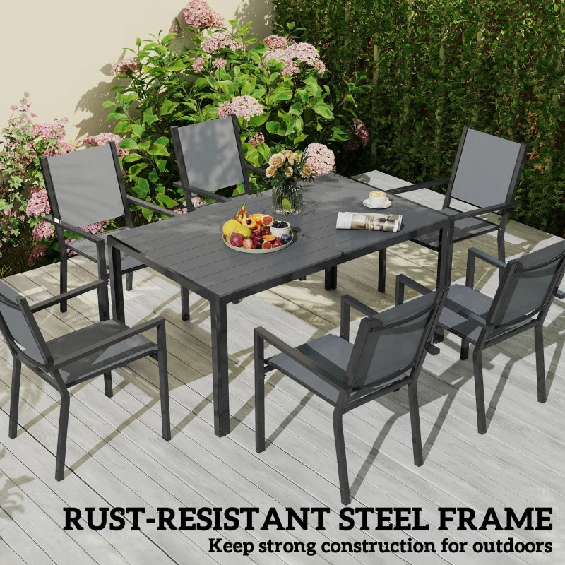 7 Piece Outdoor Dining Set with Stackable Chairs - Durable Rust-Resistant Patio Furniture