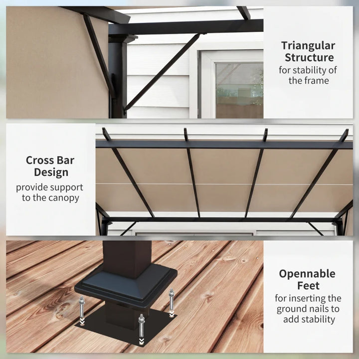 12' x 10' Outdoor Patio Gazebo Pergola with Retractable Canopy - Adjustable Shade and Durable Steel Frame