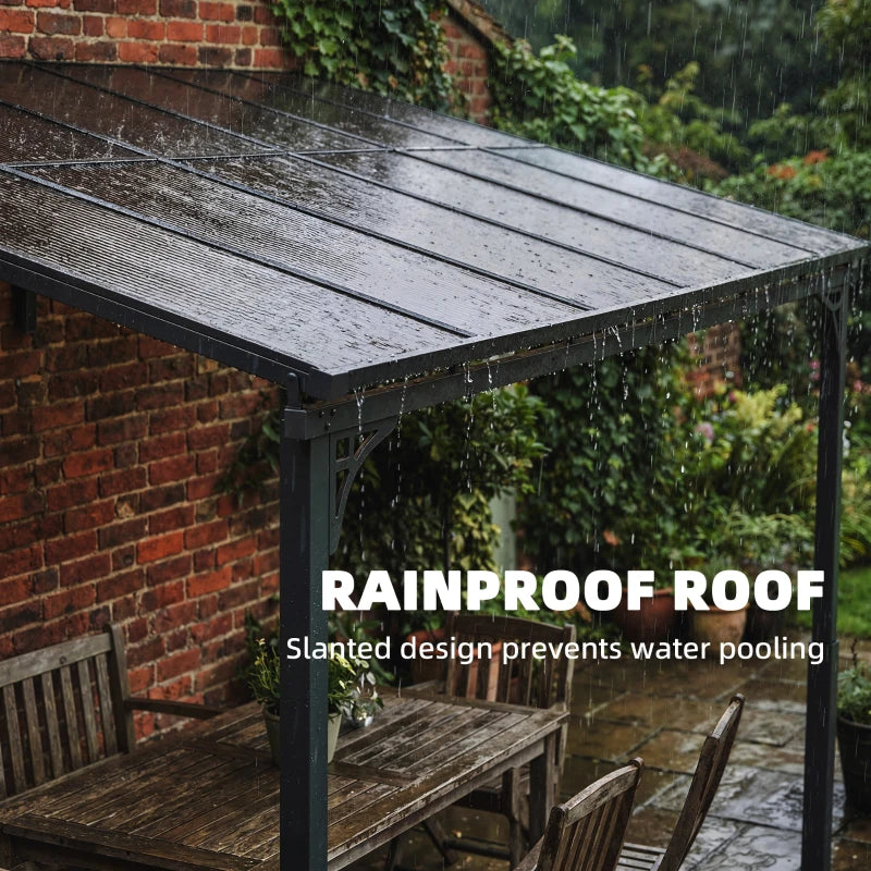11' x 10' Outdoor Wall Mounted Pergola Hardtop Gazebo - Durable UV Blocking Patio Shelter