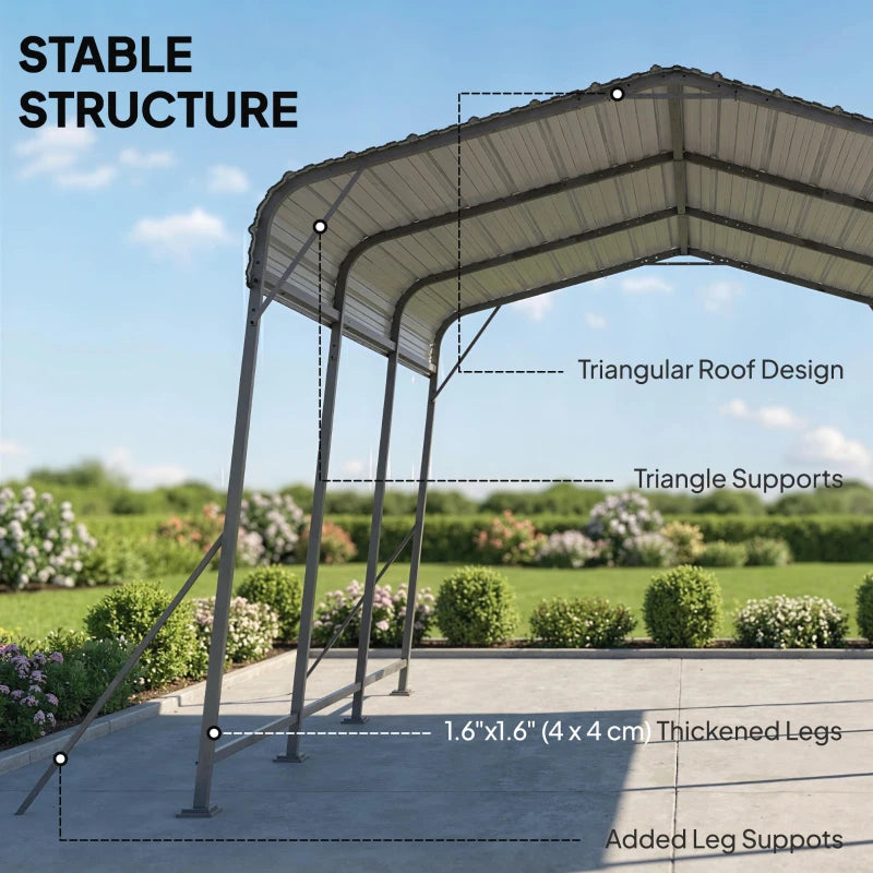 Heavy Duty 11 x 15 ft Metal Carport Canopy - Weather Resistant Outdoor Shelter