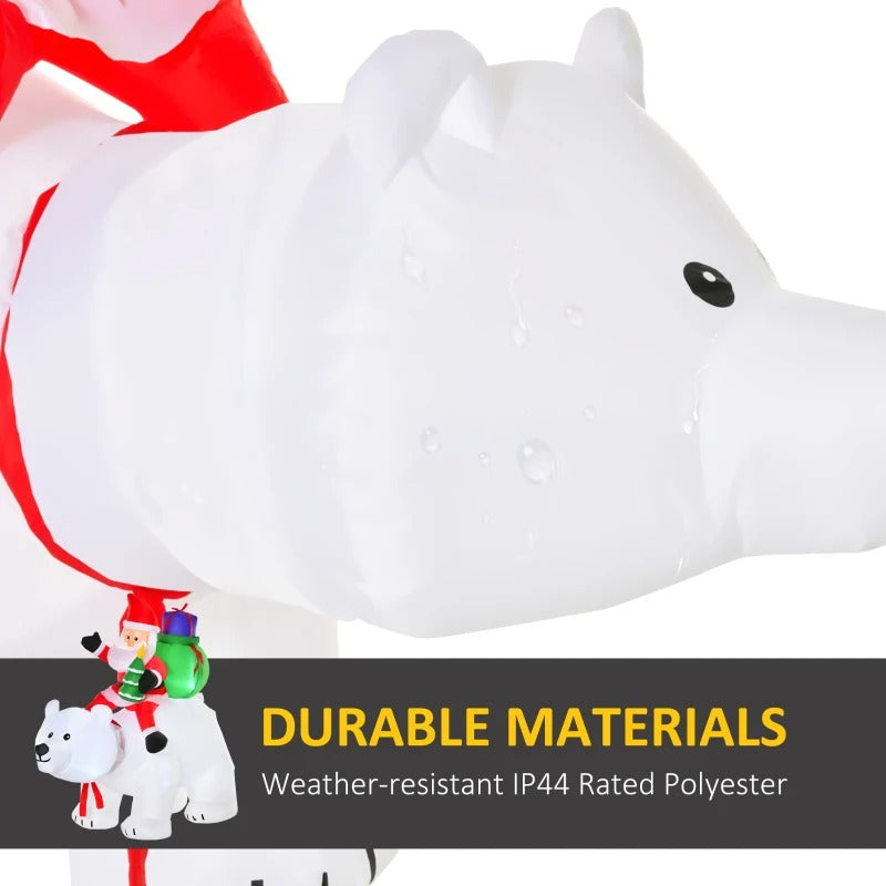 6ft Inflatable Holiday Christmas Outdoor Blow Up Light Decoration, Santa Riding Polar Bear