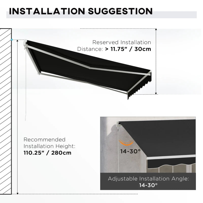 12' x 10' Electric Retractable Awning Sun Shade Canopy w Remote, Outdoor Patio Deck, Black