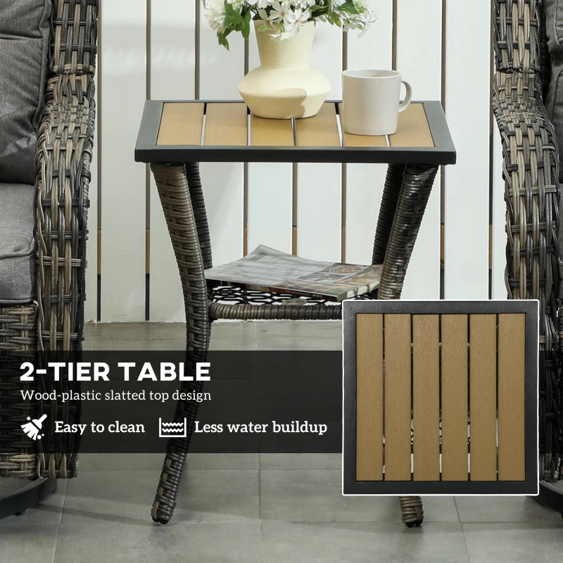 3-Piece Outdoor Bistro Set Wicker Patio Furniture with Swivel Glider Chairs - Cozy Small Space Seating