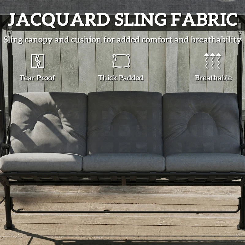3-Person Patio Swing Chair with Canopy - Comfortable Outdoor Seating
