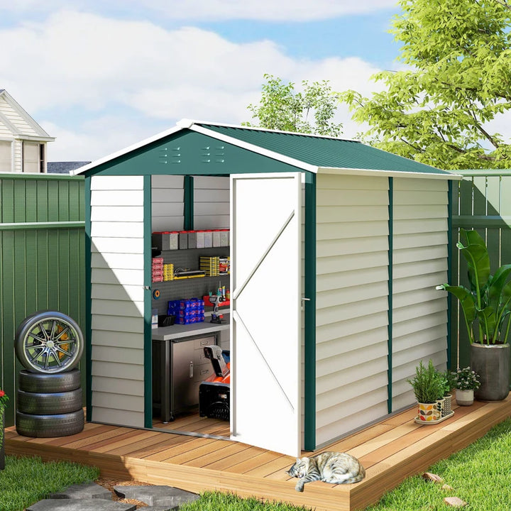 9' x 6' Garden Storage Shed with Lockable Door - Durable Outdoor Patio Storage