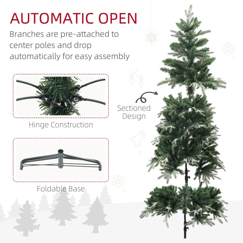 6ft 850-Tip Natural Look Ice Crystal Snow Flocked Artificial Christmas Holiday Xmas Tree, Green