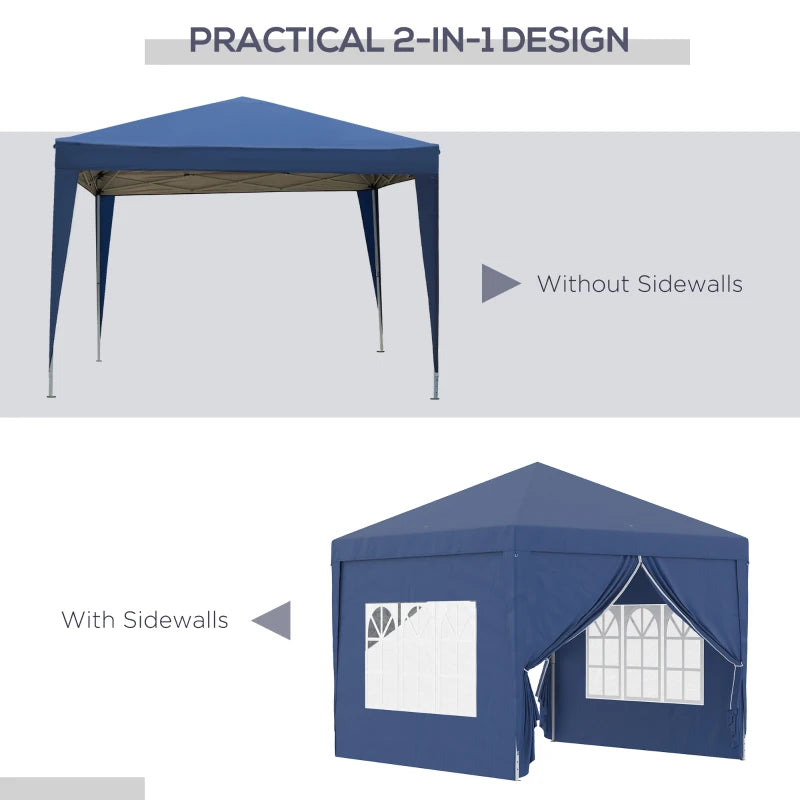 10’ x 10’ Pop-Up Portable Outdoor Event Party Wedding Tent Gazebo Canopy w Case, 4 Walls - Blue