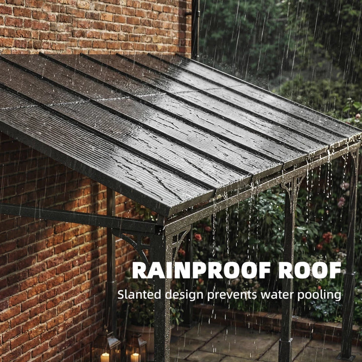 13' x 10' Lean To Gazebo Hardtop Wall Mounted Outdoor Pergola - Durable Weatherproof Patio Shelter