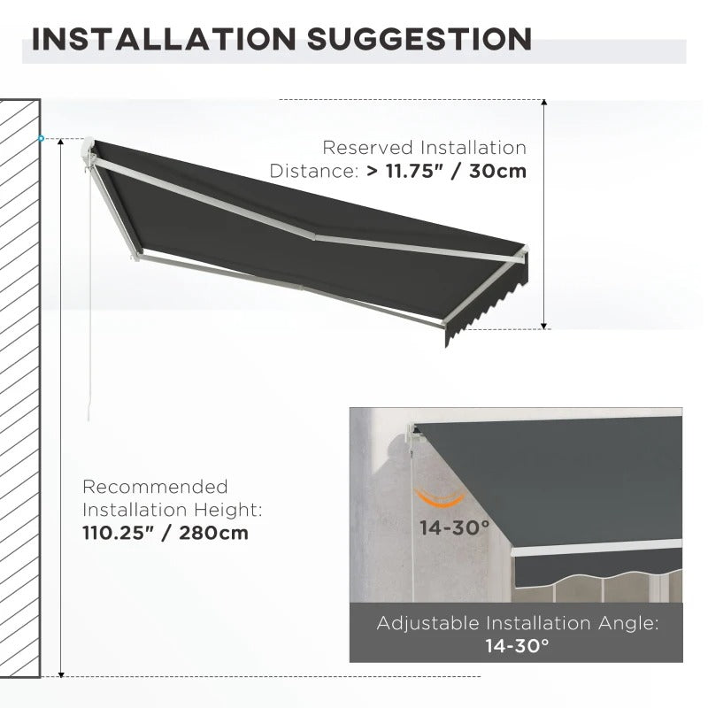 12' x 10' Electric Retractable Awning Sun Shade Canopy w Remote, Outdoor Patio Deck, Grey