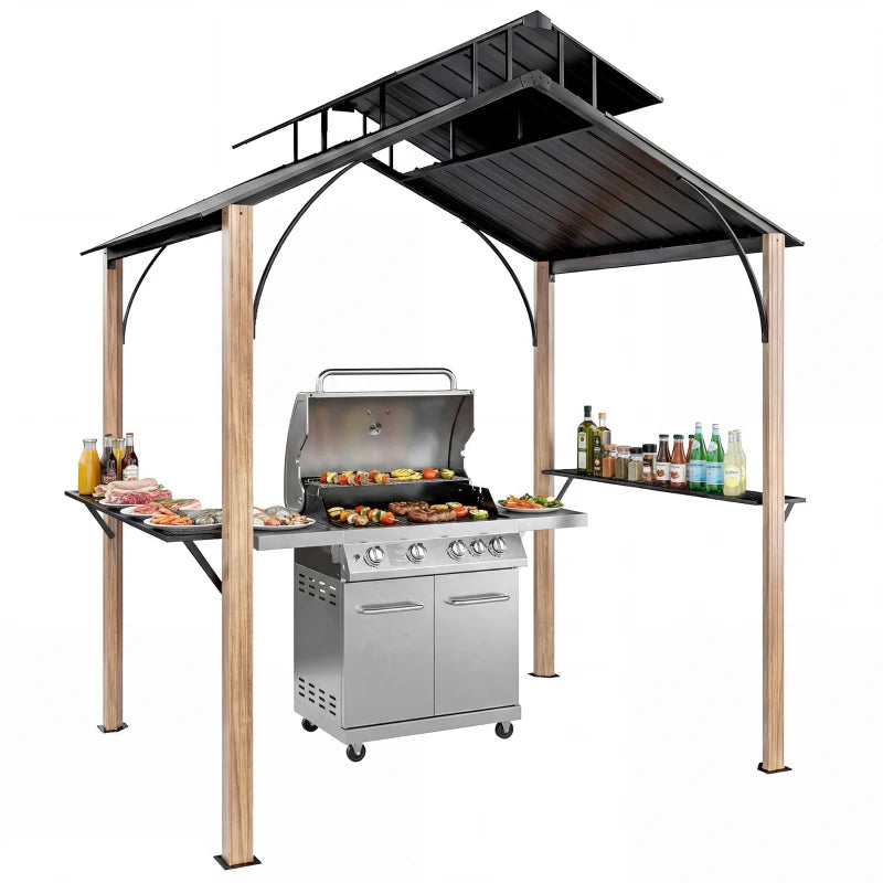8 x 6ft Hardtop Grill Gazebo - Weather Resistant Outdoor BBQ Shelter