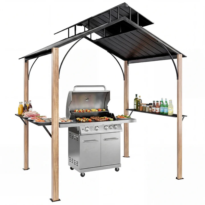 8 x 6ft Hardtop Grill Gazebo - Weather Resistant Outdoor BBQ Shelter