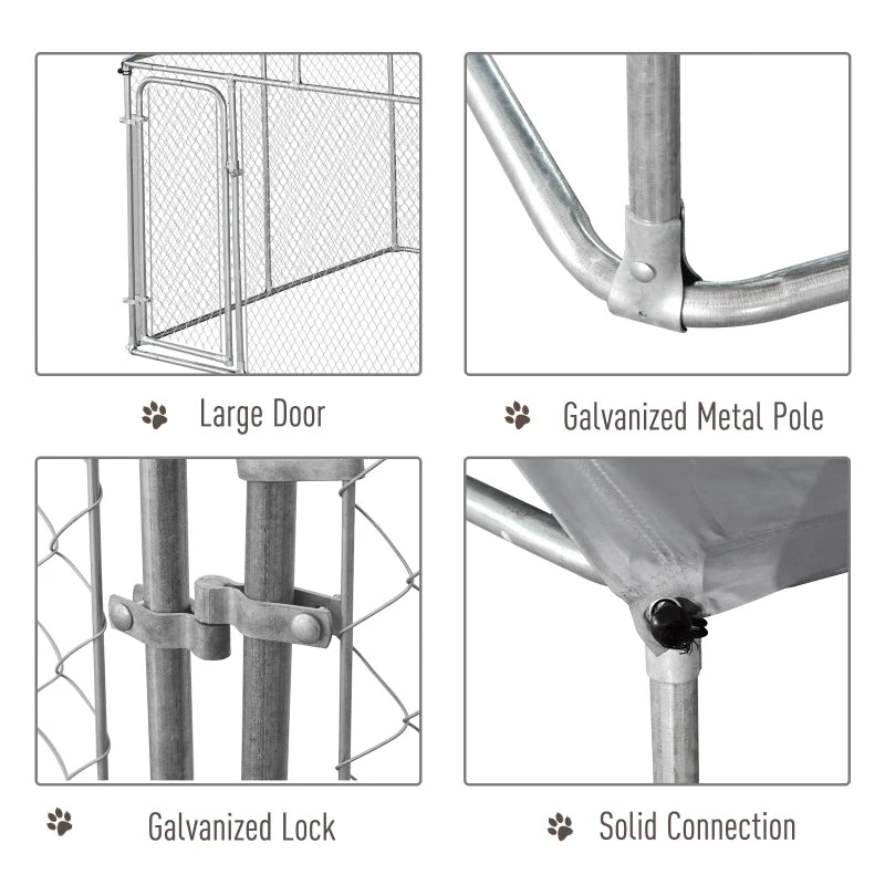 10' x 10' x 7' Galv Steel Dog House w Door, Roof, Playpen Kennel Shelter Heavy Duty Outdoor