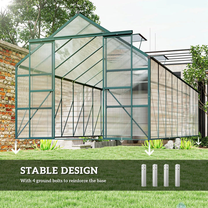 Aluminum Polycarbonate Walk-In Garden Greenhouse - Year-Round Plant Protection