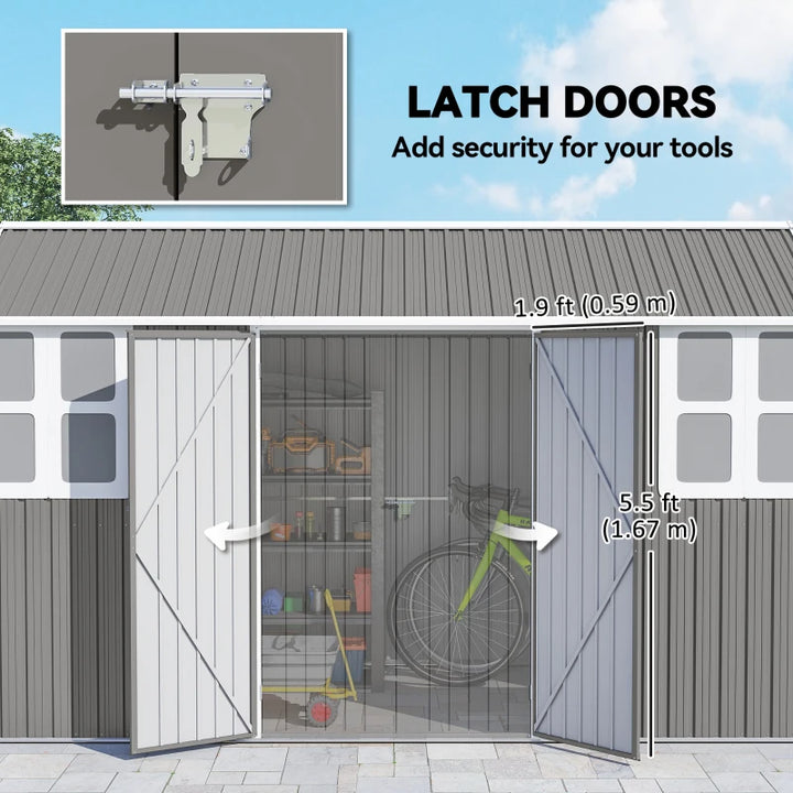Metal Garden Storage Shed 12x5.5 - Durable Outdoor Tool Storage