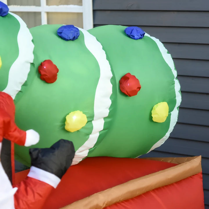 6ft Long Inflatable Holiday Christmas Outdoor Blow Up Lawn Display w Light, Santa in Red Truck