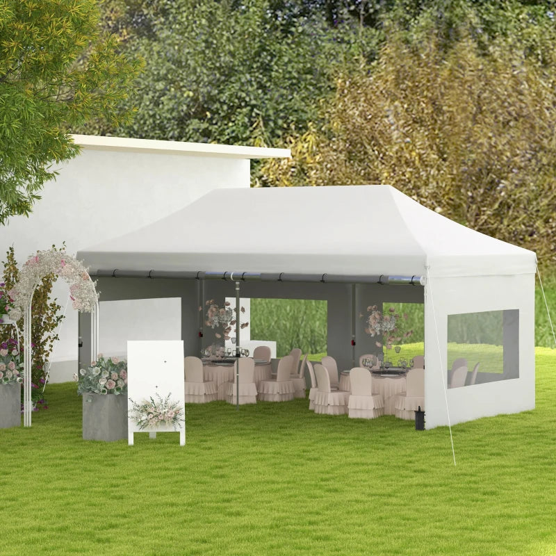 20' x 10' Folding Pop Up Canopy Tent with Sidewalls - Portable UV Protection Outdoor Shelter