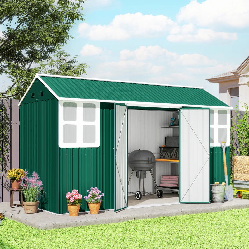 Metal Garden Storage Shed 12' x 5.5' - Secure Outdoor Tool Storage