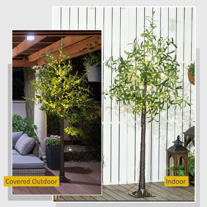 6ft Prelit Artificial Olive Tree w/ 300 Warm White Lights for Indoor-Outdoor Christmas Wedding Home Decor