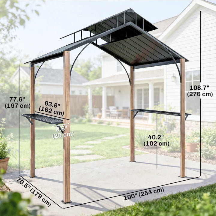 8 x 6ft Hardtop Grill Gazebo - Weather Resistant Outdoor BBQ Shelter